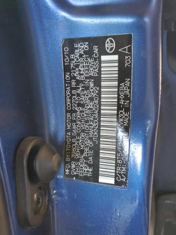 JTDKN3DU4A0240792 - 2010 TOYOTA PRIUS 蓝色 照片 12
