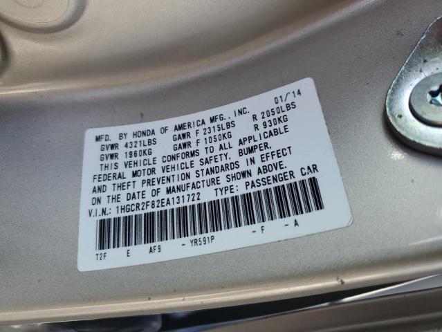 1HGCR2F82EA131722 - 2014 HONDA ACCORD EXL BEIGE photo 12