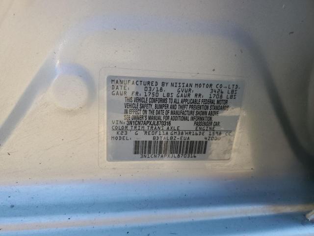 3N1CN7APXJL870316 - 2018 NISSAN VERSA S ვერცხლისფერი ფოტო 12