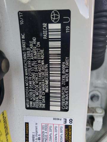 NMTKHMBX3JR039794 - 2018 TOYOTA C-HR XLE თეთრი ფოტო 12