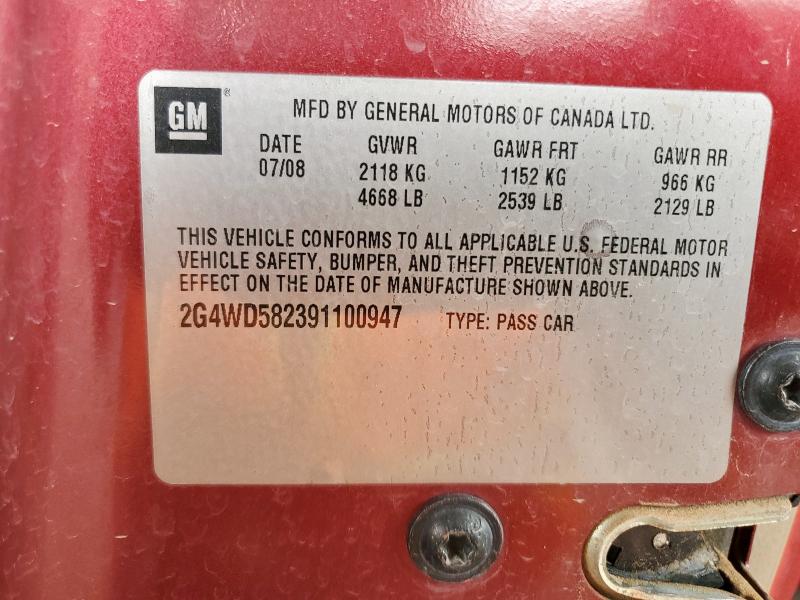 2G4WD582391100947 - 2009 BUICK LACROSSE CXL 栗色 照片 12