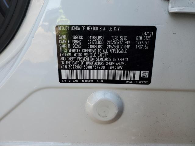 3CZRU6H30MM737709 - 2021 HONDA HR-V LX WHITE photo 13