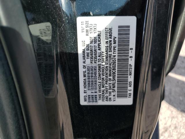 5FNRL5H69CB026574 - 2012 HONDA ODYSSEY EXL BLACK photo 12