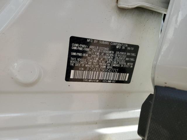 JF2SKAUC5KH542732 - 2019 SUBARU FORESTER LIMITED თეთრი ფოტო 12