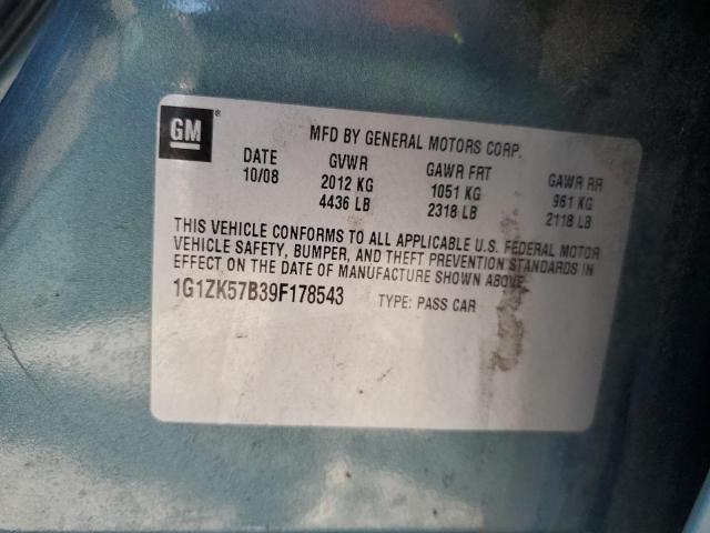 1G1ZK57B39F178543 - 2009 CHEVROLET MALIBU LTZ 绿色 照片 12