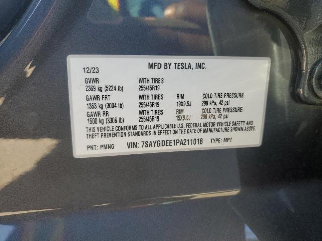 7SAYGDEE1PA211018 - 2023 TESLA MODEL Y ნაცრისფერი ფოტო 13