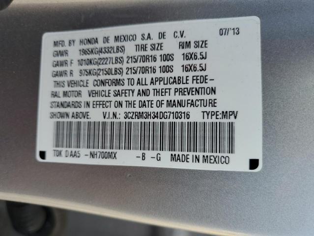 3CZRM3H34DG710316 - 2013 HONDA CR-V LX ვერცხლისფერი ფოტო 13