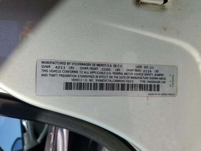 3VWDX7AJ3BM357621 - 2011 VOLKSWAGEN JETTA SE 银色 照片 12