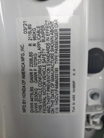 1HGCV1F44MA053185 - 2021 HONDA ACCORD SPORT SE WHITE photo 12