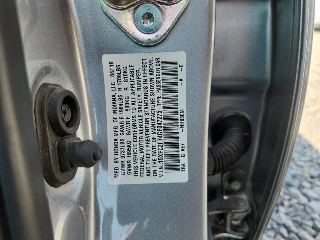 19XFC2F74GE047275 - 2016 HONDA CIVIC EX SILVER photo 12