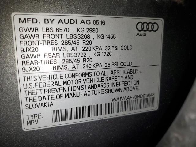 WA1VAAF70HD019143 - 2017 AUDI Q7 PRESTIGE رمادي صورة 13