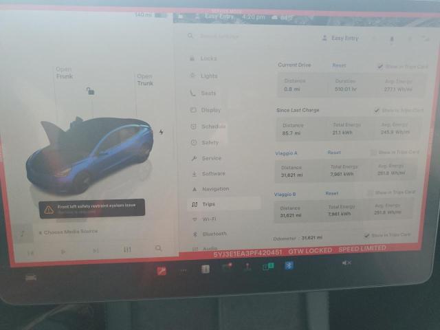 5YJ3E1EA3PF420451 - 2023 TESLA MODEL 3 蓝色 照片 9