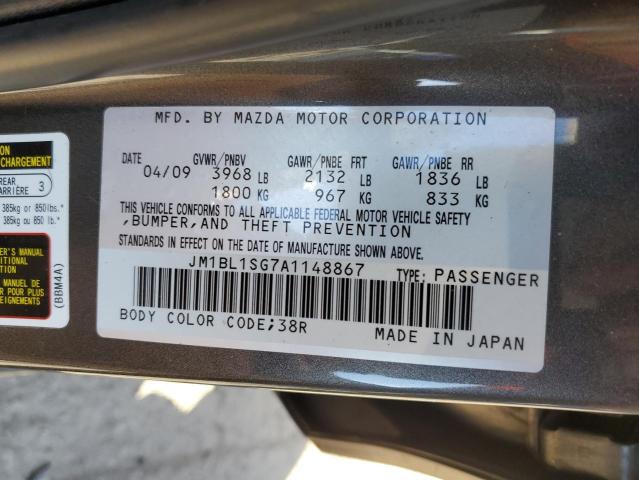 JM1BL1SG7A1148867 - 2010 MAZDA 3 I GRAY photo 12