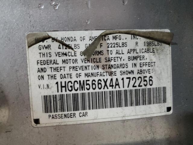 1HGCM566X4A172256 - 2004 HONDA ACCORD EX GRAY photo 12