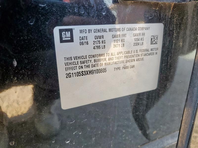 2G1105S3XH9100805 - 2017 CHEVROLET IMPALA LT Қара фото 12