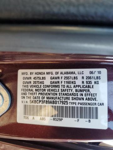 5KBCP3F89AB017925 - 2010 HONDA ACCORD EXL BURGUNDY photo 13