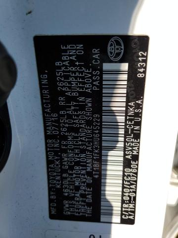 4T1BF1FK3HU645229 - 2017 TOYOTA CAMRY LE WHITE photo 12