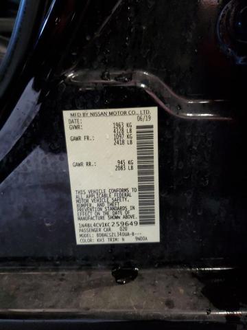 1N4BL4CV1KC259649 - 2019 NISSAN ALTIMA SR BLACK photo 13