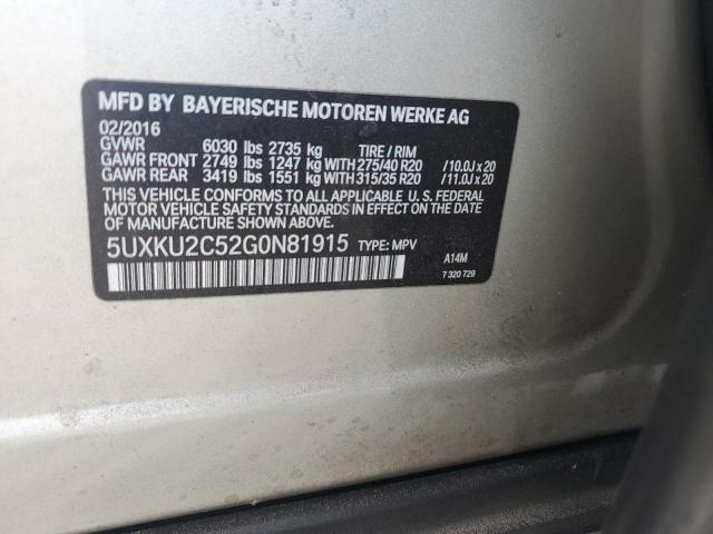 5UXKU2C52G0N81915 - 2016 BMW X6 XDRIVE35I SILVER photo 13