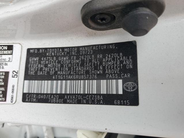4T1G11AK6RU857376 - 2024 TOYOTA CAMRY SE NIGHT SHADE WHITE photo 12