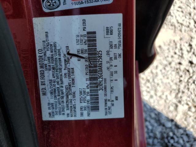 3LNHL2GC0AR625825 - 2010 LINCOLN MKZ RED photo 12