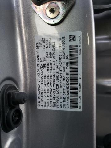 2HKRW6H3XKH200168 - 2019 HONDA CR-V LX SILVER photo 13