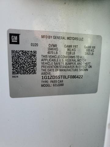 1G1ZD5ST0LF086422 - 2020 CHEVROLET MALIBU LT WHITE photo 12