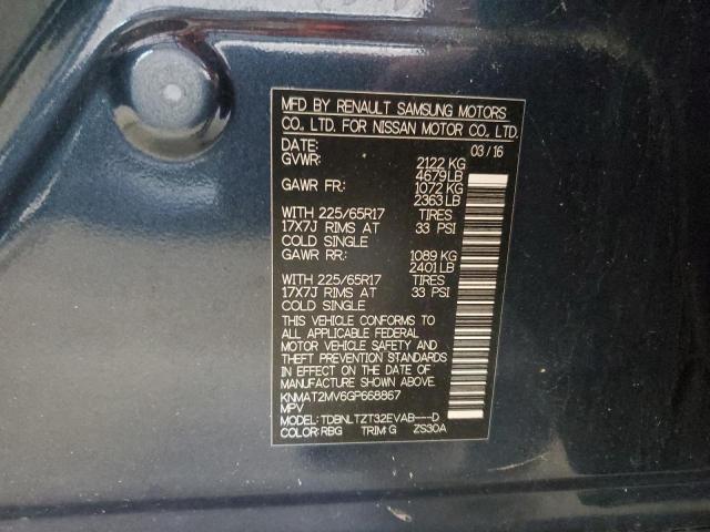 KNMAT2MV6GP668867 - 2016 NISS ROGUE S BLUE photo 13