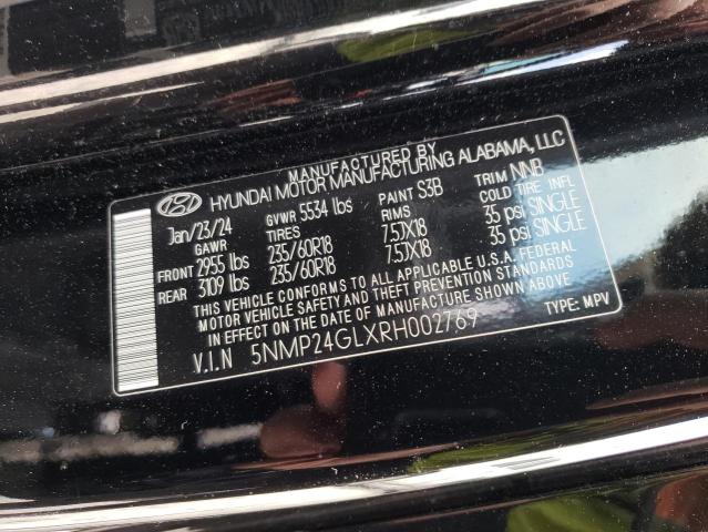 5NMP24GLXRH002769 - 2024 HYUNDAI SANTA FE SEL BLACK photo 14