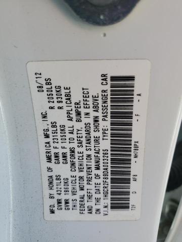 1HGCR2F89DA003265 - 2013 HONDA ACCORD EXL WHITE photo 13