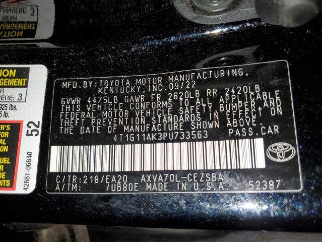 4T1G11AK3PU733563 - 2023 TOYOTA CAMRY SE NIGHT SHADE BLACK photo 12