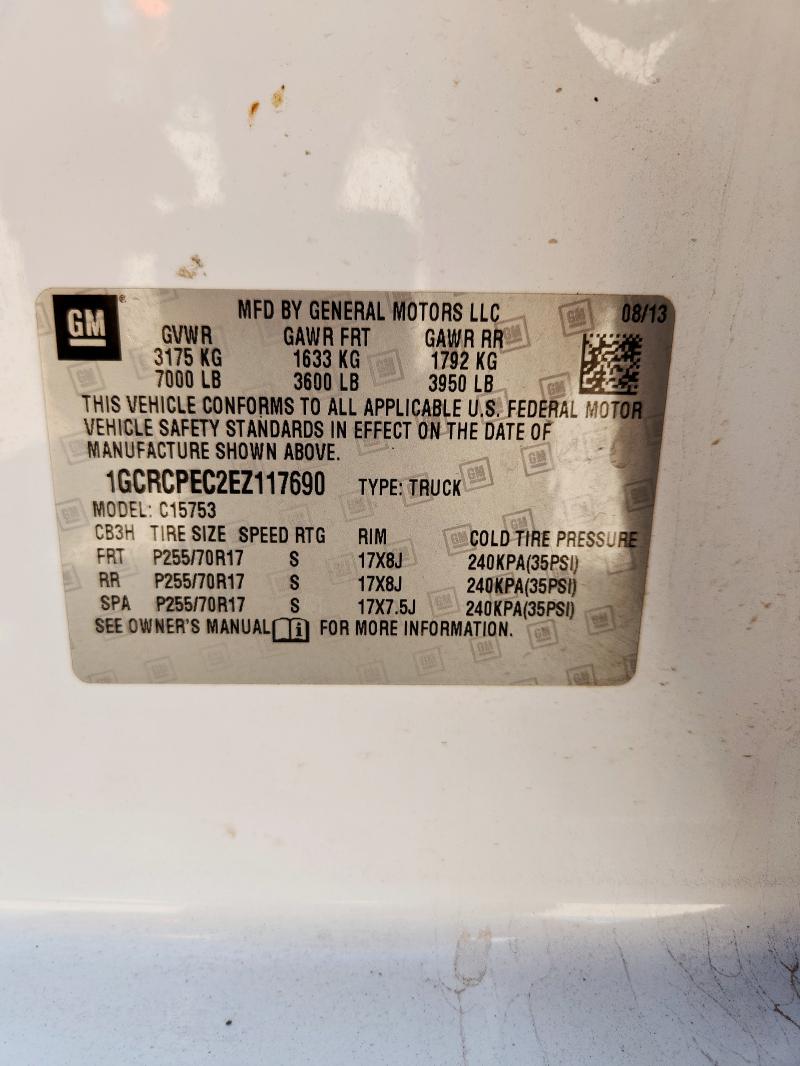 1GCRCPEC2EZ117690 - 2014 CHEVROLET SILVERADO C1500 Ağ foto 12