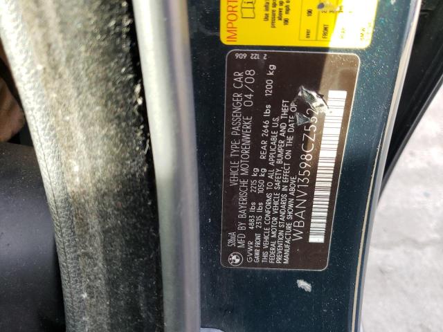 WBANV13598CZ53267 - 2008 BMW 528 XI BLACK photo 12