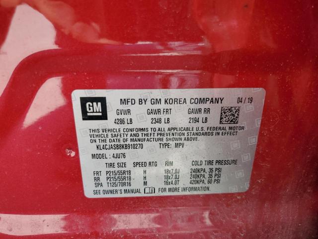 KL4CJASB8KB910270 - 2019 BUICK ENCORE PREFERRED წითელი ფოტო 14