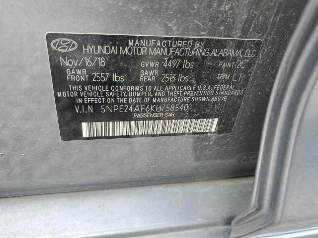 5NPE24AF6KH758540 - 2019 HYUNDAI SONATA SE SILVER photo 12