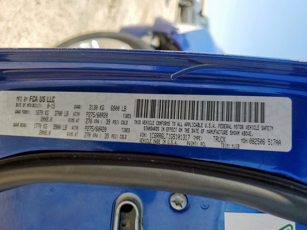 1C6RR6LT1GS101317 - 2016 RAM 1500 SLT 蓝色 照片 12