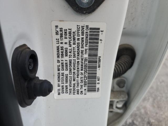 19XFC2F73GE057781 - 2016 HONDA CIVIC EX WHITE photo 13