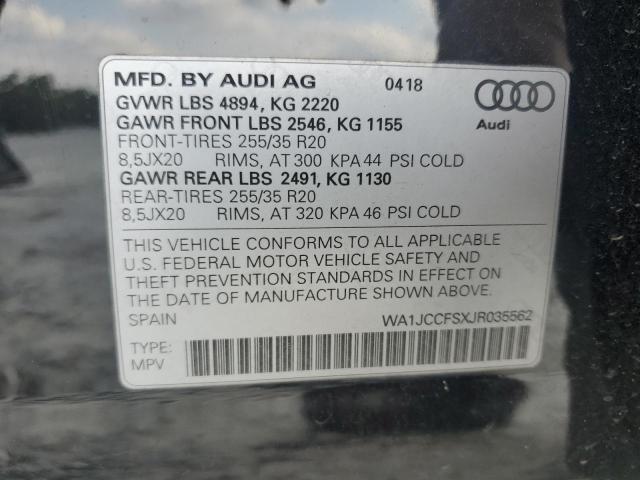 WA1JCCFSXJR035562 - 2018 AUDI Q3 PREMIUM PLUS Чорний фото 14