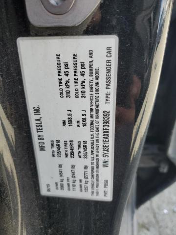 5YJ3E1EAXKF398392 - 2019 TESLA MODEL 3 BLACK photo 12