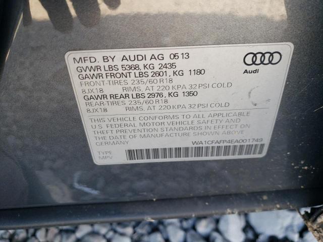 WA1CFAFP4EA001749 - 2014 AUDI Q5 PREMIUM GRAY photo 12