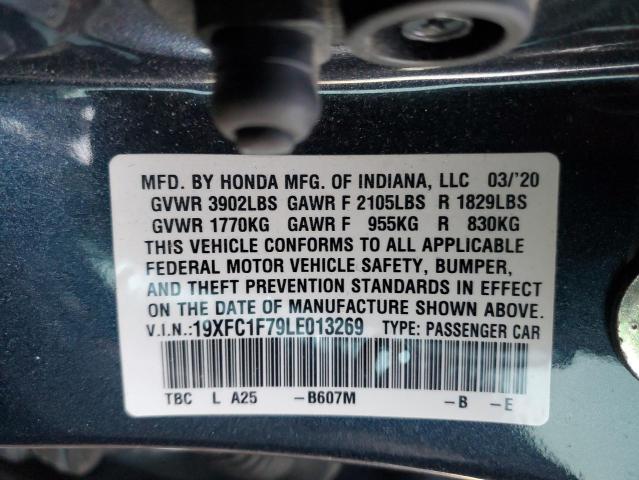 19XFC1F79LE013269 - 2020 HONDA CIVIC EXL ლურჯი ფოტო 12