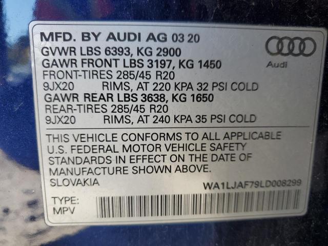 WA1LJAF79LD008299 - 2020 AUDI Q7 PREMIUM PLUS Mavi foto 14