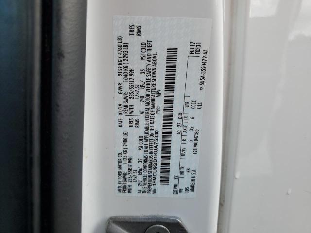 1FMCU9GD1KUA75330 - 2019 FORD ESCAPE SE Blanc photo 13