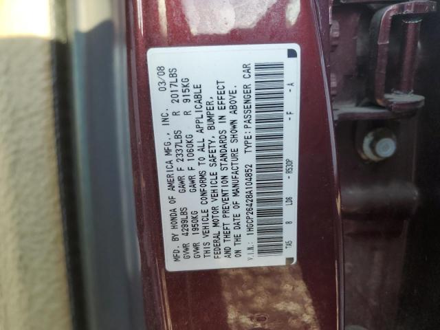 1HGCP26428A104852 - 2008 HONDA ACCORD LXP MAROON photo 13