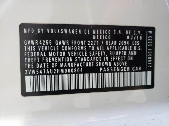 3VW547AU2HM000804 - 2017 VOLKSWAGEN GTI SPORT WHITE photo 12