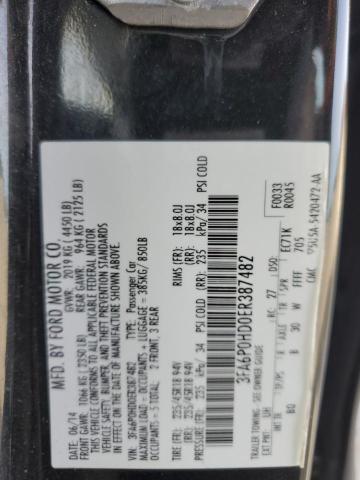 3FA6P0HD0ER387482 - 2014 FORD FUSION SE BLACK photo 12