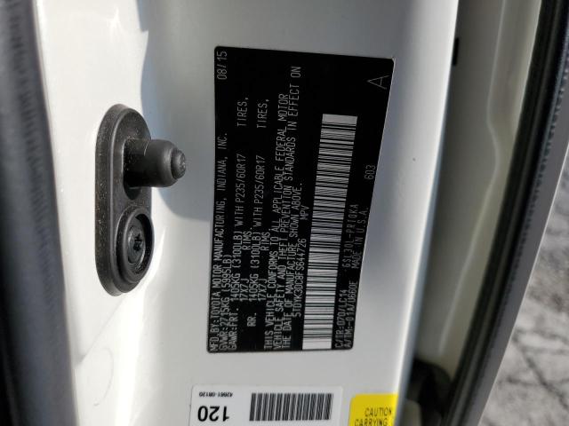 5TDYK3DC8FS644726 - 2015 TOYOTA SIENNA XLE WHITE photo 13