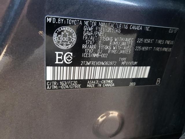 2T3WFREV0HW362872 - 2017 TOYOTA RAV4 XLE 灰色 照片 13