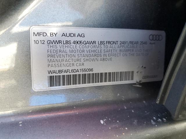 WAUBFAFL6DA155096 - 2013 AUDI A4 PREMIUM GRAY photo 12