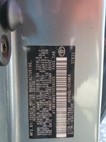 4T1BE46K07U558505 - 2007 TOYOTA CAMRY CE GREEN photo 12